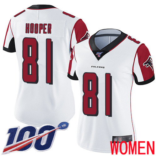 Atlanta Falcons Limited White Women Austin Hooper Road Jersey NFL Football #81 100th Season Vapor Untouchable